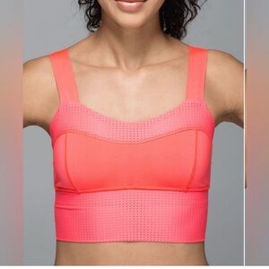 LULULEMON Var-City Long Line Bra in Electric Coral (Size 8)